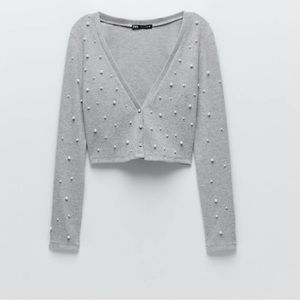 Zara crop Pearl cardigan